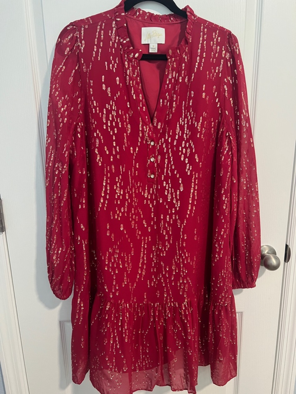 Lilly Pulitzer Red Metallic Evaline Dress